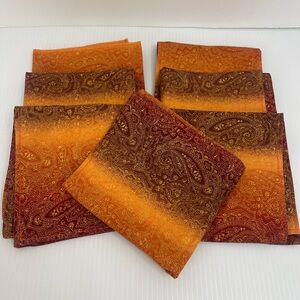 Paisley Orange and Red Napkin Set